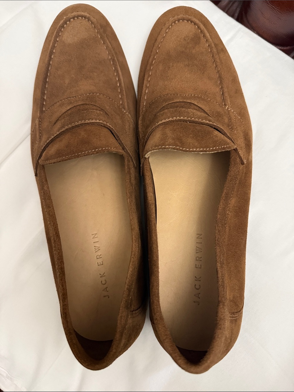 Jack Erwin Men's Tan Suede Penny Loafers